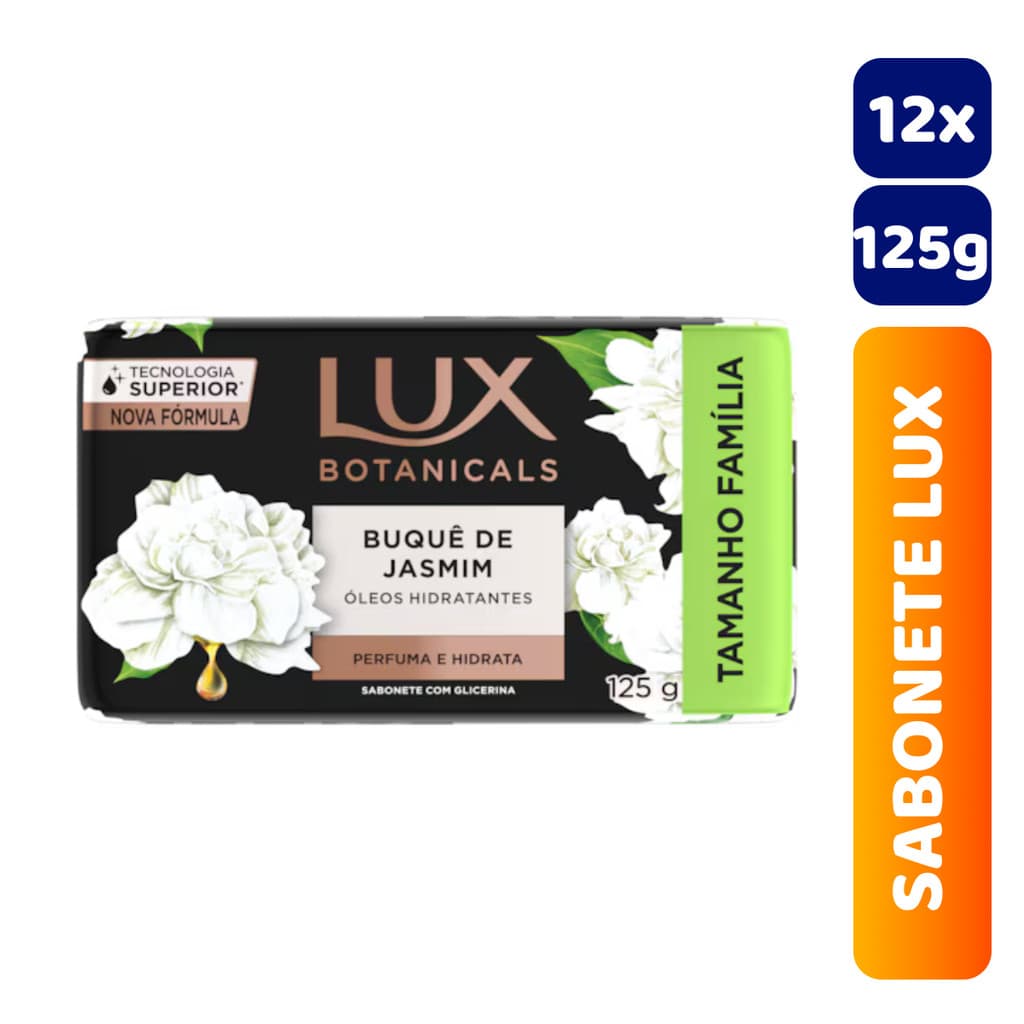 Kit C/12 Unidades Sabonete em Barra de Glicerinado Lux Botanicals 125g Buquê de Jasmim