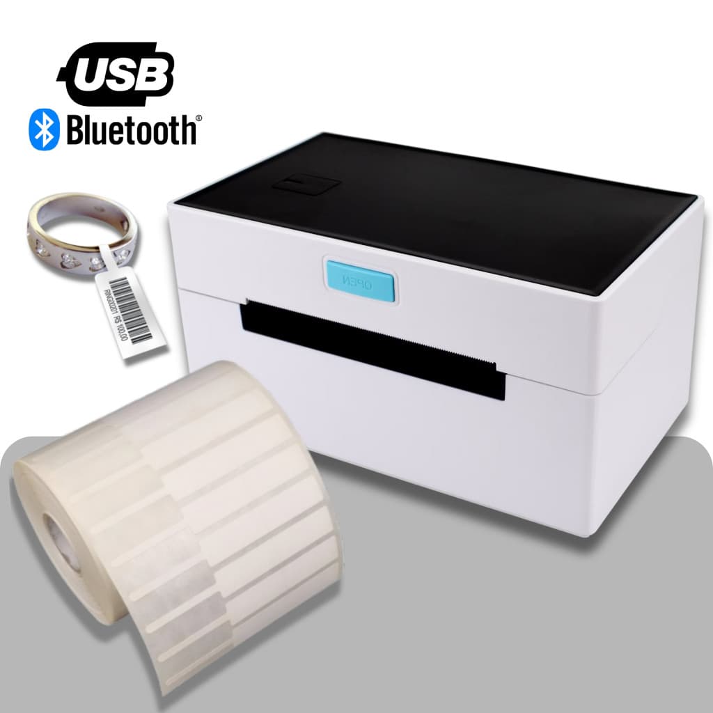 1 Impressora Térmica USB e BT CC431 ou CC460 + 1 Rolo De Etiqueta 95x12 Para Joias