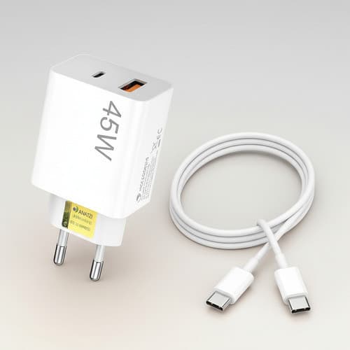 Carregador Lehmox 45w Usb-c Rápido Para S20 S22 S23 Branco