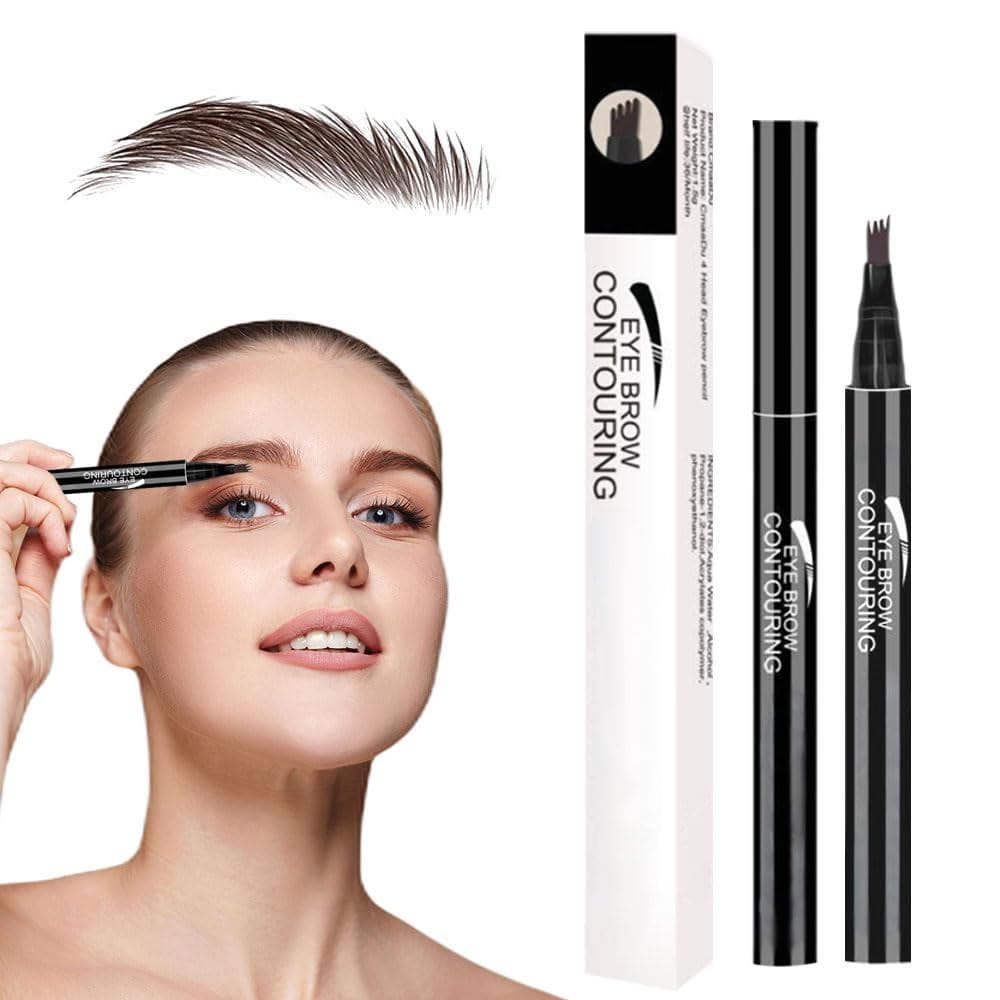 Lápis de Sobrancelha, Caneta de Sobrancelha 3D Microblading com 4 Pontas, Caneta de Contorno à Prova d'Água de Longa Dur