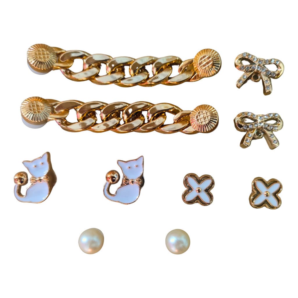 Kit Pins Botons Enfeite Acessórios Sandalias Decoração Dourado Gato Gato
