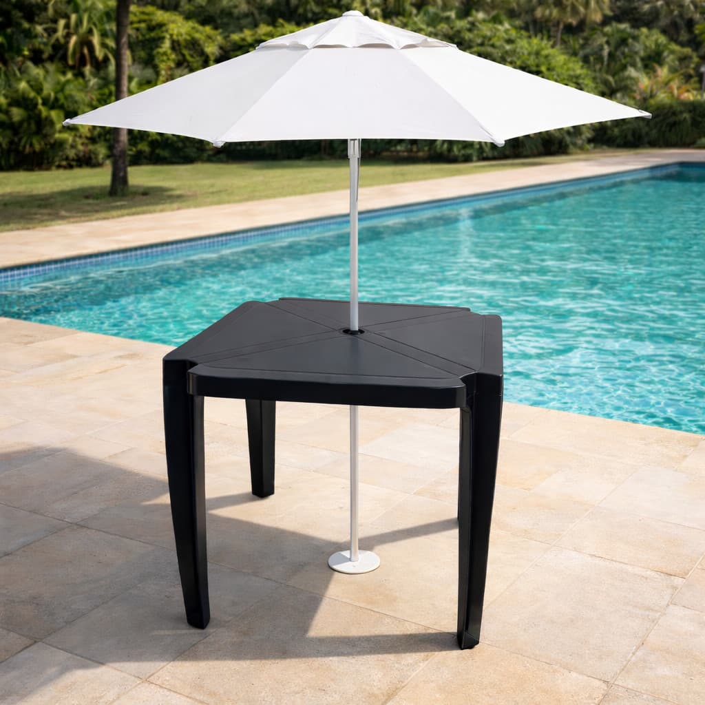 Mesa De Plástico Dubai Quadrada Multiuso Reforçada Desmontavel e Empilhavel Preta 70x70 Cm