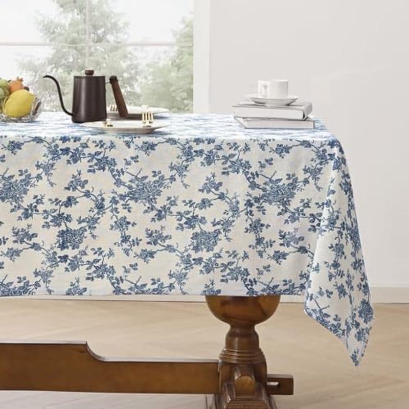 Toalha De Mesa Retangular De Linho De Algodão – Floral Pastoral Lavável Para Cozinha , Sala De Jantar , Capa De Festa ,
