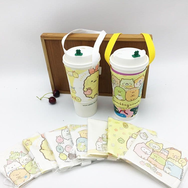 [Frete grátis acima de 58 Yuan] canto dos desenhos animados bebida biológica leite chá saco titular copo de café saco sa