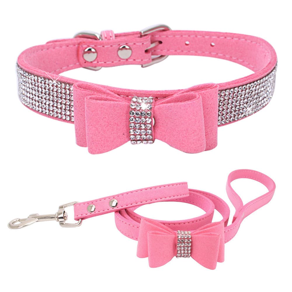 Coleira Para Animais De Estimação Com Strass Brilhante , Arco De Microfibra Flexível , Cachorro , Gato