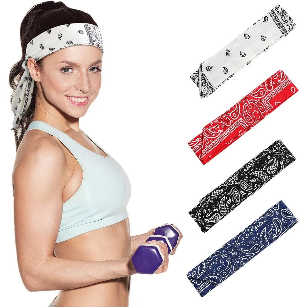 4 Peças Gravata Headbands Para Homens Mulheres Esportes Bandana Faixa De Cabelo Camo Elástico Suor