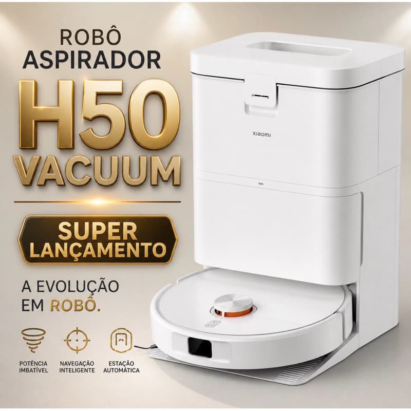 Robô aspirador Vacuum H50 Lavagem automática Estação autolimpante + sucção potente 10.000Pa.