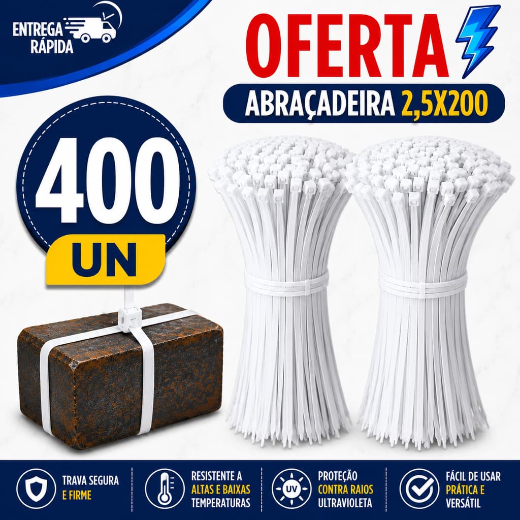 CINTA ENFORCA GATO NYLON 2,5X200MM BRANCA PRESILHA DE FIXAÇÃO