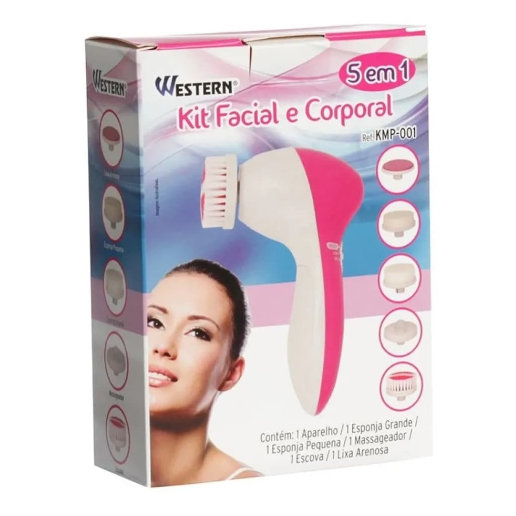 Kit 5 Em 1 Escova Massageador Eletrico Corpo E Rosto