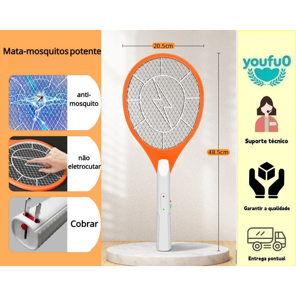 Mata-mosquitos elétrico 110V ~ 220V dupla tensão recarregável