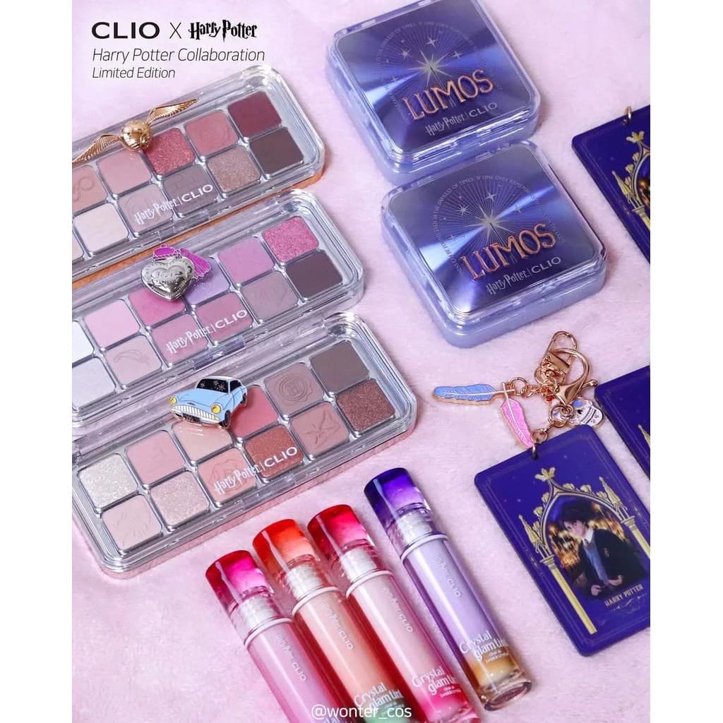 Paleta de sombras Co-marca limitada da Coreia Clio Harry Potter 12 cores cristal esmalte labial 4 cores chaveiro