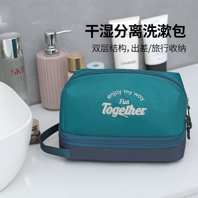 Leve dupla camada seco molhado separação saco de higiene pessoal saco cosmético à prova dwaterproof água grande capacida