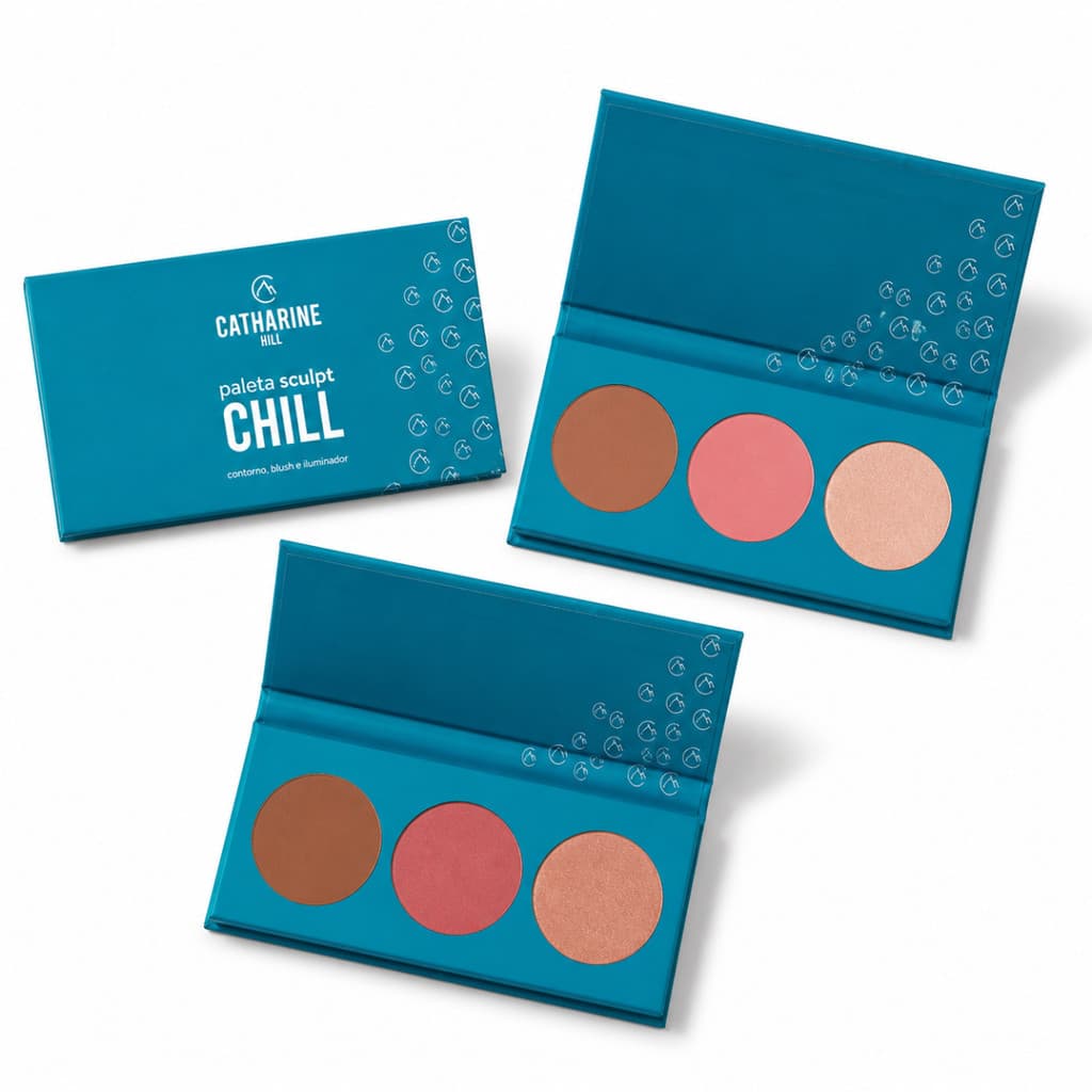 PALETA SCULPT CHILL EDIÇÃO LIMITADA CATHARINE HILL – CONTORNO, BLUSH E ILUMINADOR EM UM SÓ PRODUTO