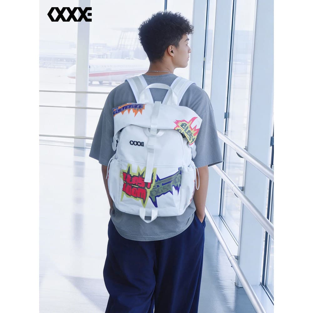 COEXISTÊNCIA Grande Capacidade Graffiti Mochila Masculina Estudante do Ensino Médio Bolsa Escolar Mochila de Viagem Bols