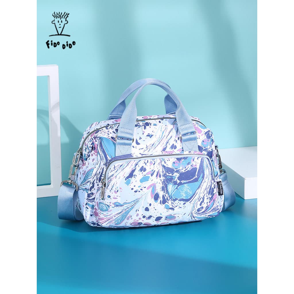 Fidu Dido Bolsa Feminina 2026 Novo Estilo Oxford Pano Bolsa Mensageiro Feminina Bolsa de Ombro Impressa Multicamadas Gra