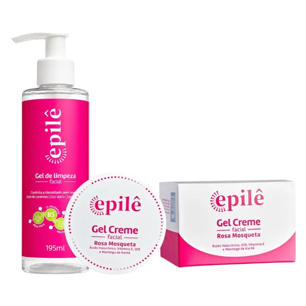 Kit Gel de Limpeza e Gel Creme Facial Rosa Mosqueta Epilê