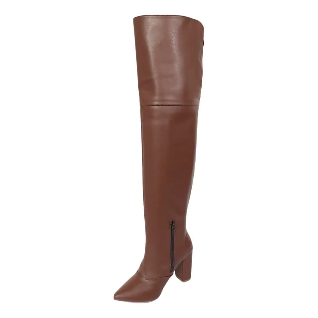 Bota Over The Knee Cacau Com Salto Grosso Tendência 1822