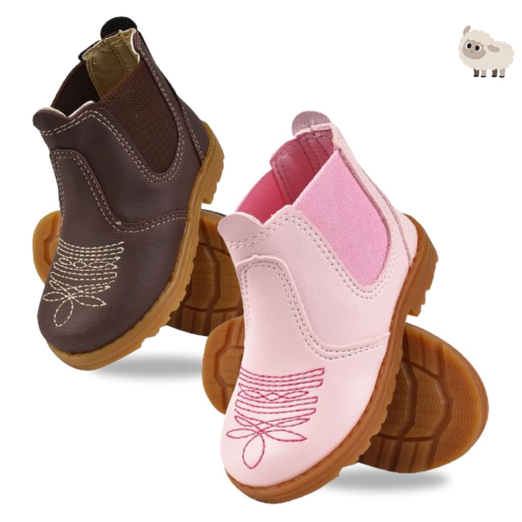 Bota Botina Country Bordada Infantil Coturno Confortável Lançamento 18 ao 32