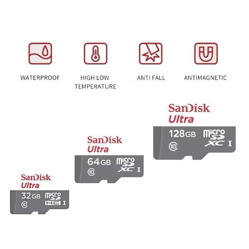 KIT Cartão Micro Memória Sandisk 16GB 32GB 64GB 128GB 256GB 512GB Classe10-Promoção