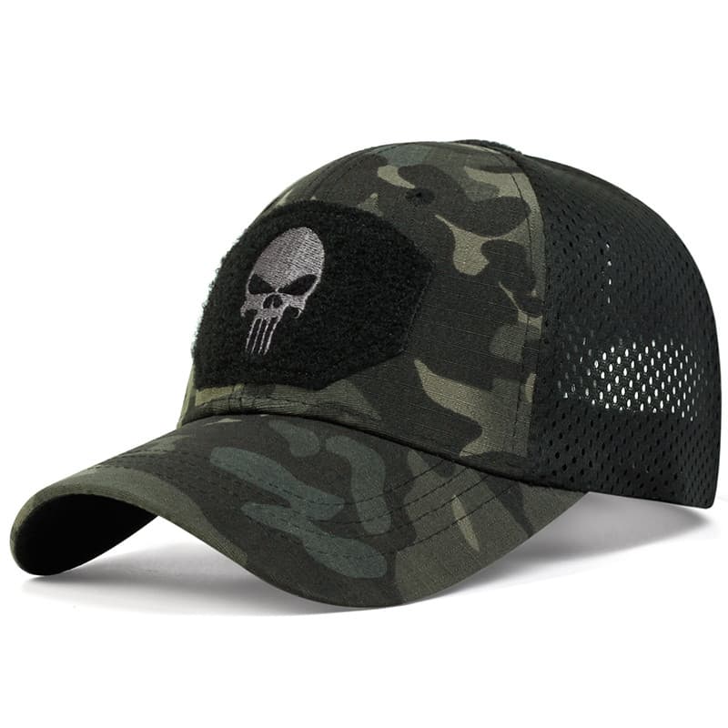 Boné de beisebol camuflado masculino, perfeito para pesca, airsoft, táticas e caminhadas, com cobertura total.