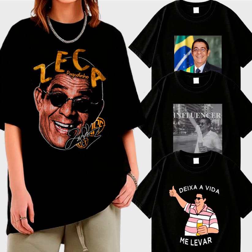 Camiseta Básica Zeca Pagodinho Camisa 100% Algodão Streetwear Adulto ao Plus Size Moda Tr