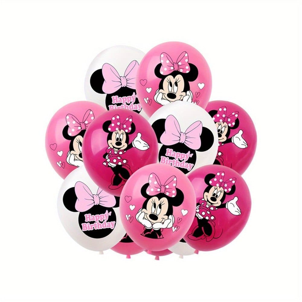 12 Pçs Balões De Látex Minnie Mouse Rosa Crianças Meninas Decorações De Festa De Aniversário Para Chá De Bebê Fontes