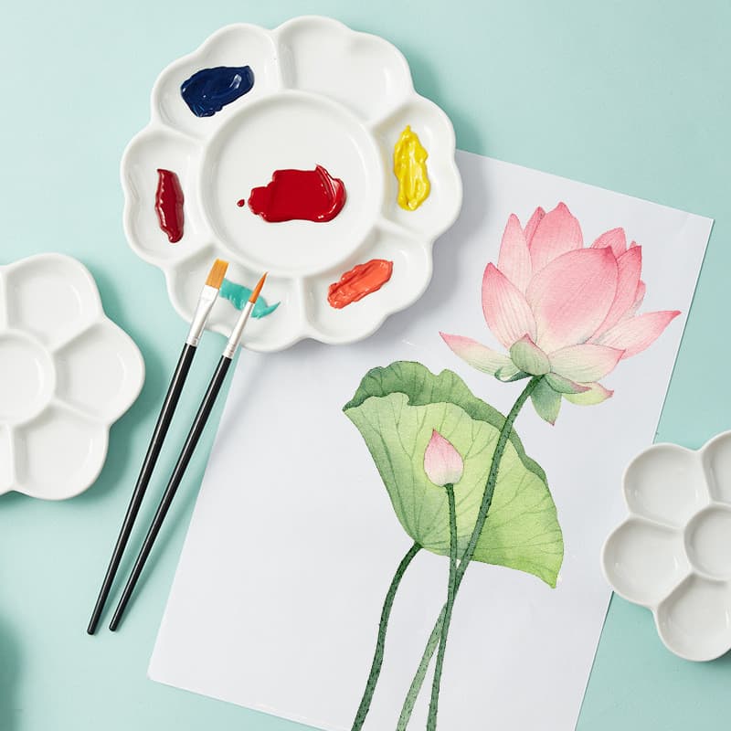 Paleta de cerâmica pintura chinesa dedicada paleta de flor de ameixa paleta de pintura A óleo fácil de limpar guache aqu