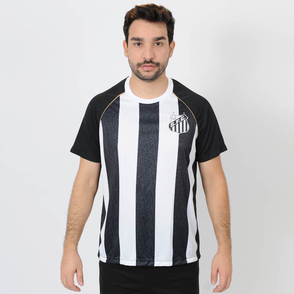 Camisa de Time Braziline Santos Mosaico Preto - Masculino