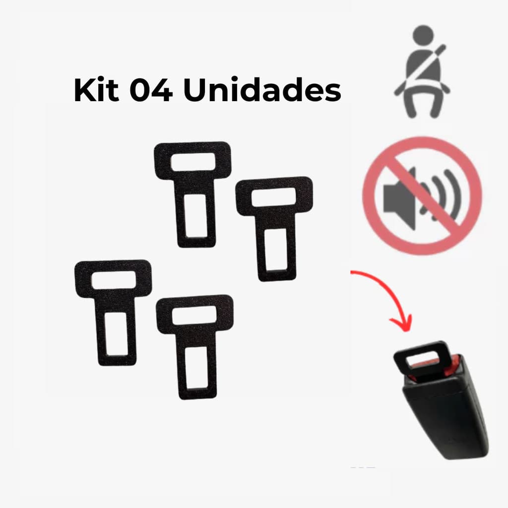 2 Pares de Fivela Lingueta Clip Anti Bip Cinto Segurança Trava Alarme Barulho Som Universal Carros