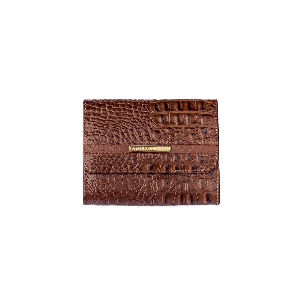 Carteira feminina de couro croco Jade 10,5x13cm
