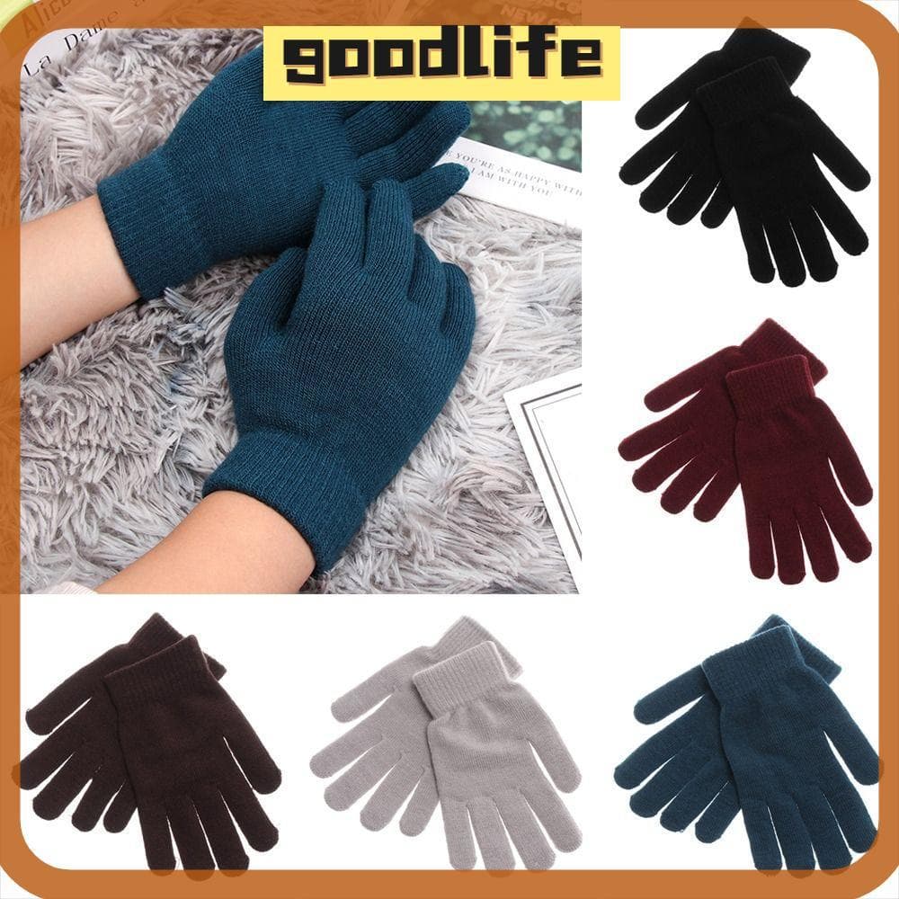 GOODLIVE Luvas De Dedos Completos , Forro De Pelúcia Térmico Aquecedor De Pulso Malha Com Nervuras , Inverno Quente