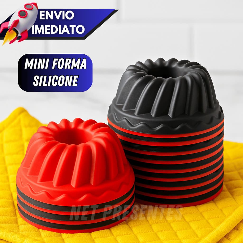 Kit 12/24/36 Unidades Forma de Silicone Antiaderente Cupcake Muffin Mini Bolo