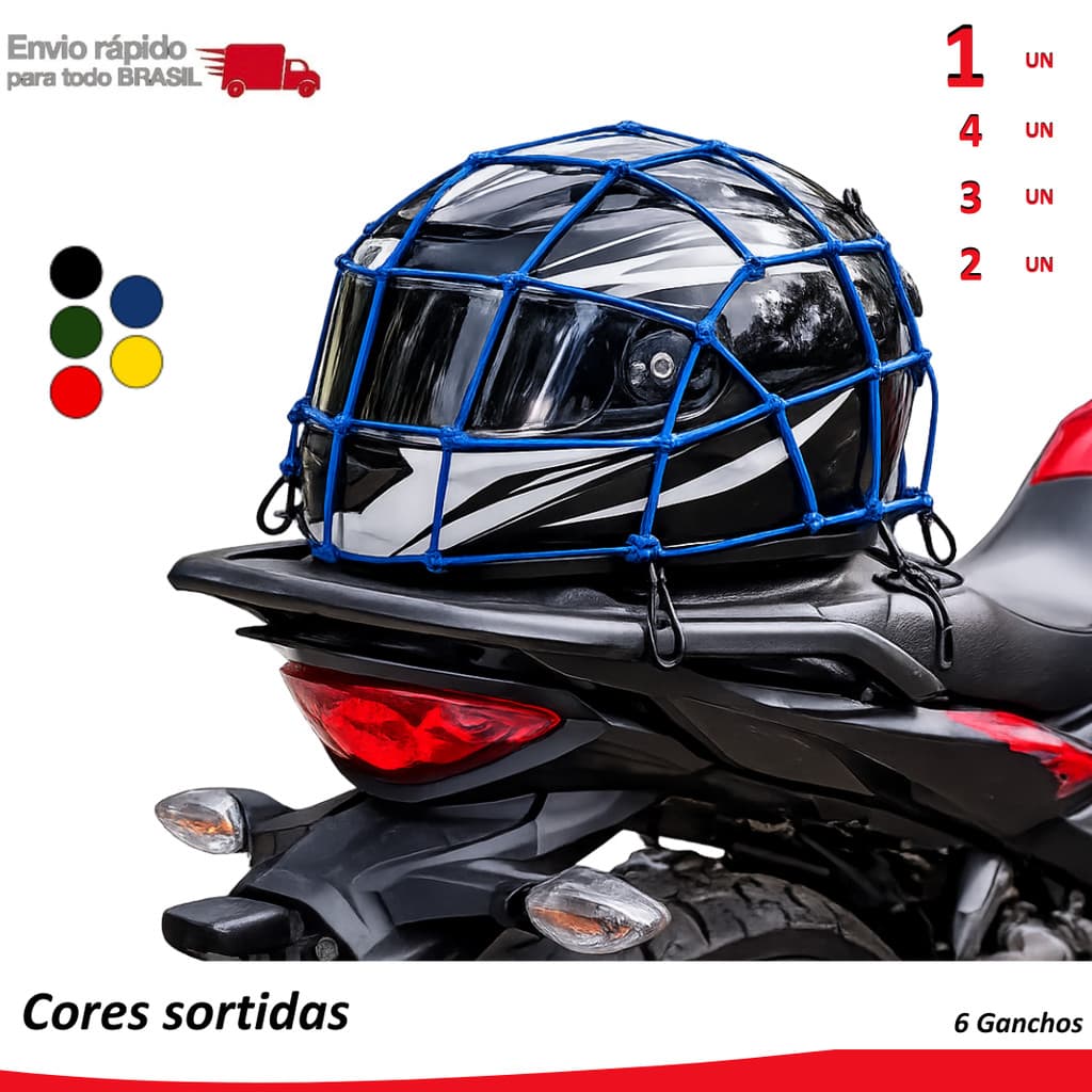 4/3/2/1 Rede Elástica de Carga (rede aranha) 6 ganchos transporte segurança moto carro bagagem