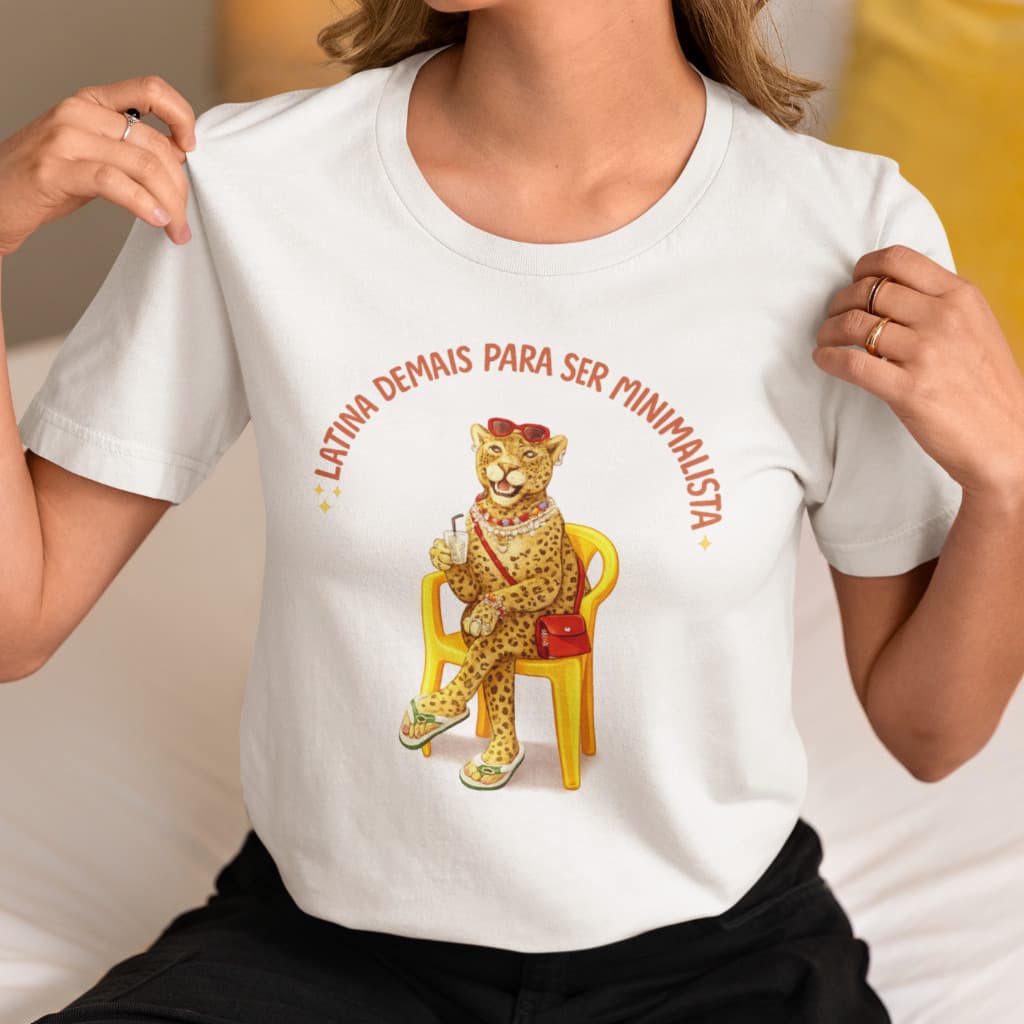 Camiseta Estampada  Modinha Minimalista Onça Frm Algodão Premium