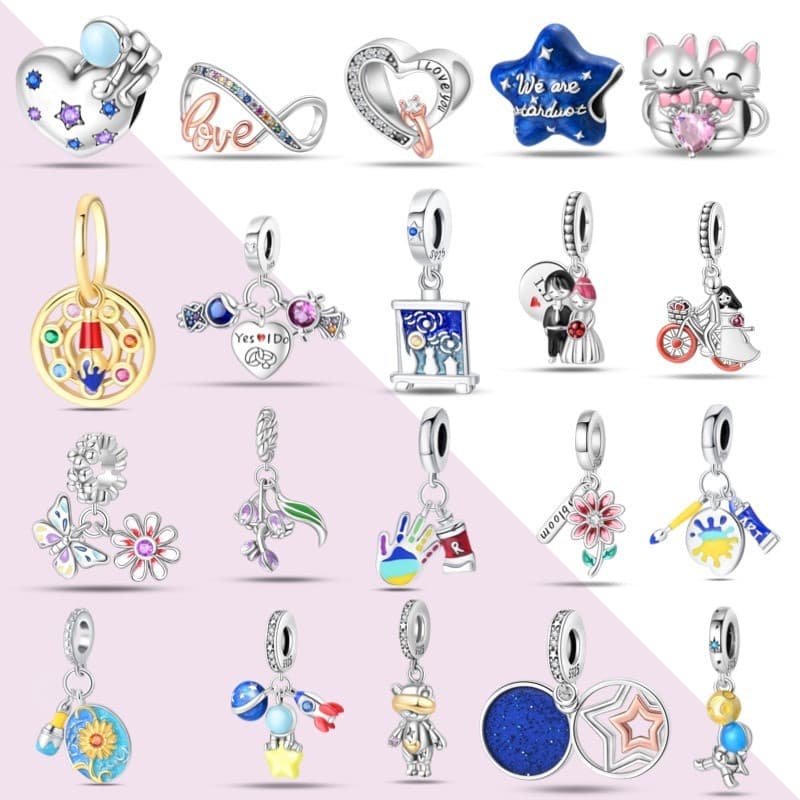 Viagem Espacial - Série de Contas Céu Estrelado, Produto Original Novo, Pulseira de Panda com Contas Redondas em Forma d