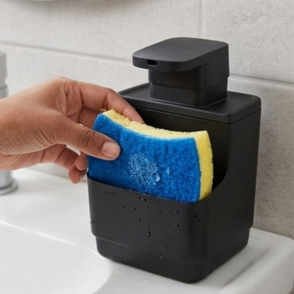 Dispenser de Detergente com Porta Esponja Organizador Pia