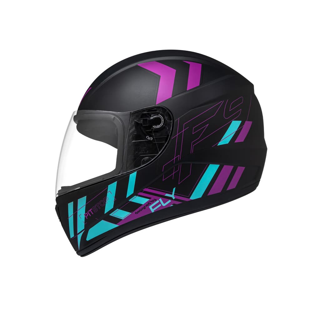 Capacete Fechado F9 HG PitStop Preto Fosco Roxo Fly
