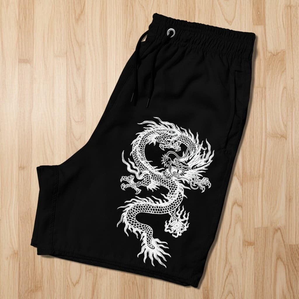 Bermuda Tactel Praia Clube Verão Masculina Street Dragão Chines Leve Shorts
