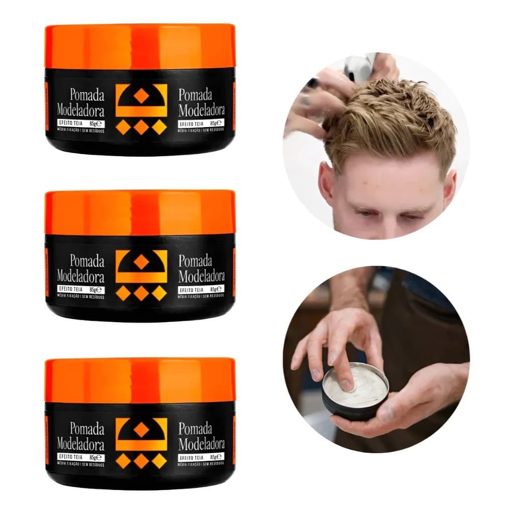 Kit 3 Pomadas Modeladoras Efeito Teia Embaixador 85g