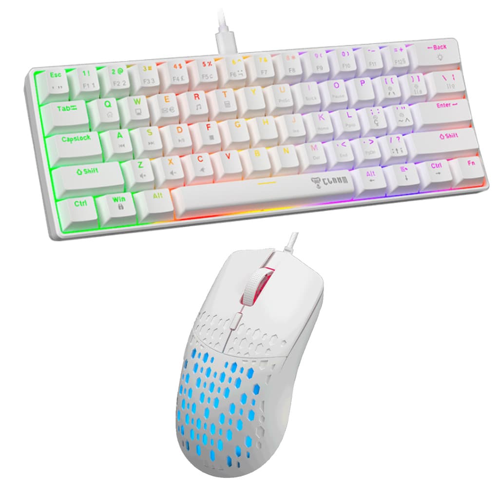 Kit Snow Teclado Mecanico Walker V2 + Mouse Slits V2 Gamer RGB Clanm