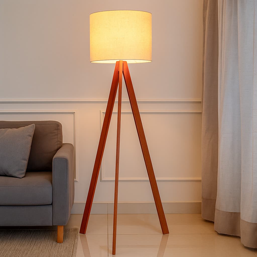 Abajur De Chão Tripé .1,50m Completo Com Cúpula E Fiação Luminária Para Sala Quarto Decoração *