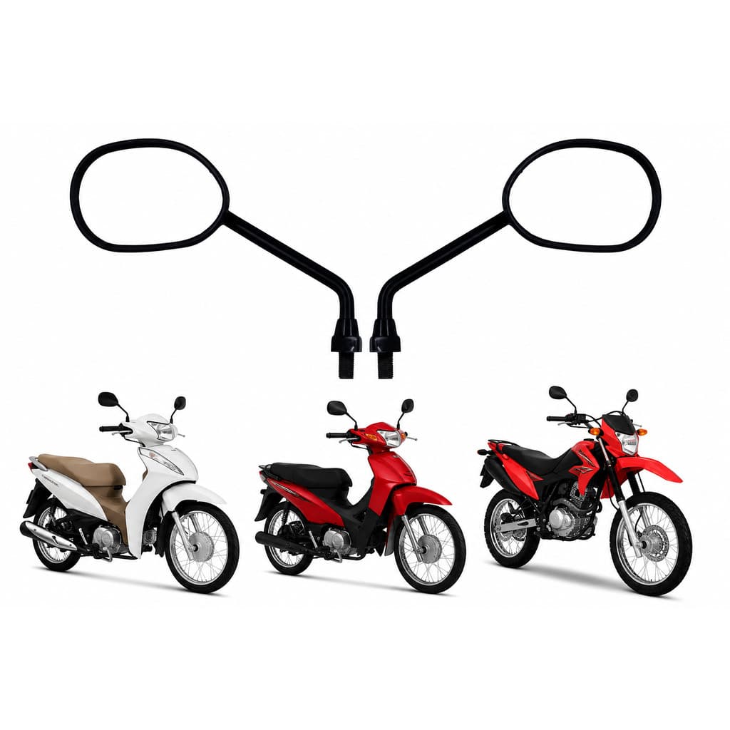 Retrovisor Mini Honda Biz 125 2006 Á 2017 Pop 100  Bros 2009 Á 2017  Lente Plana