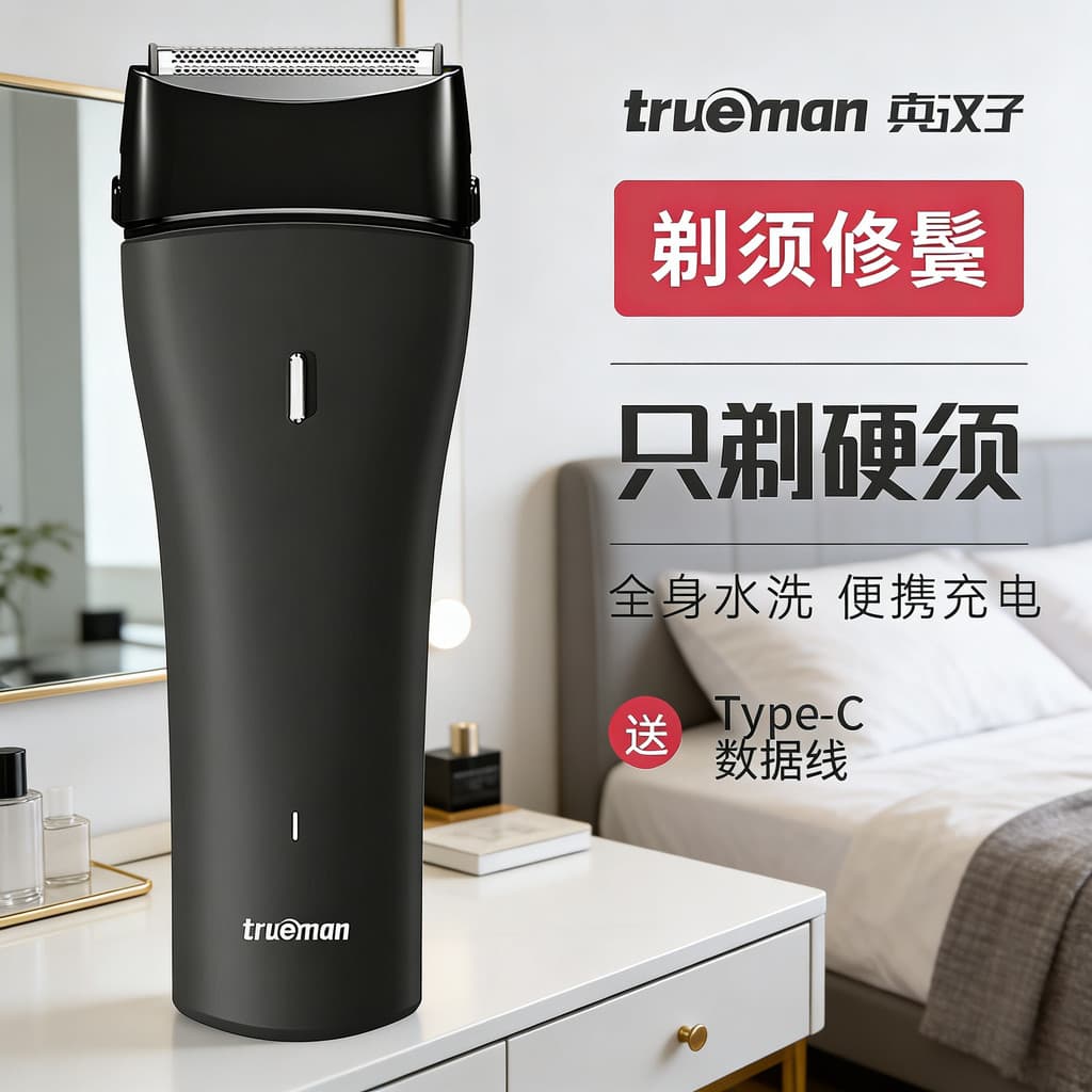 Homem Real navalha elétrica alternativa USB recarregável navalha masculina 7W faca de barba alta potência lavável