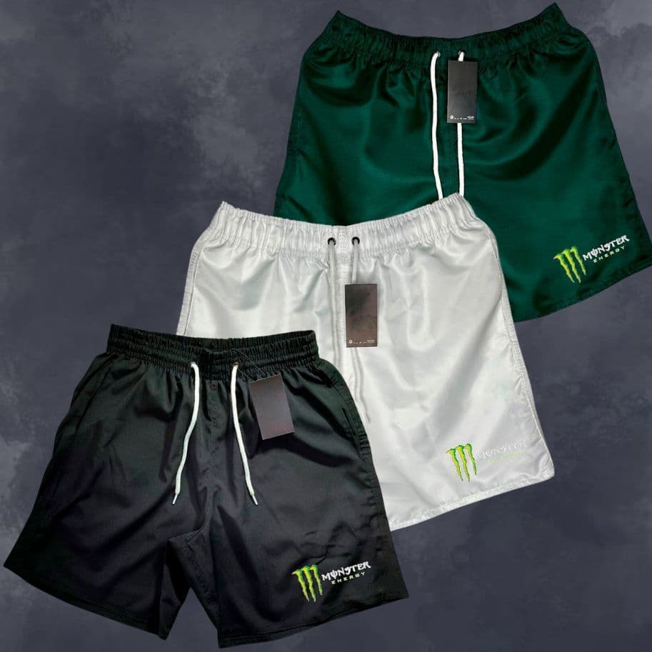 Kit 3 Bermudas Mauricinho Masculino MONSTER, Ideal Para Treino, Academia, Corrida