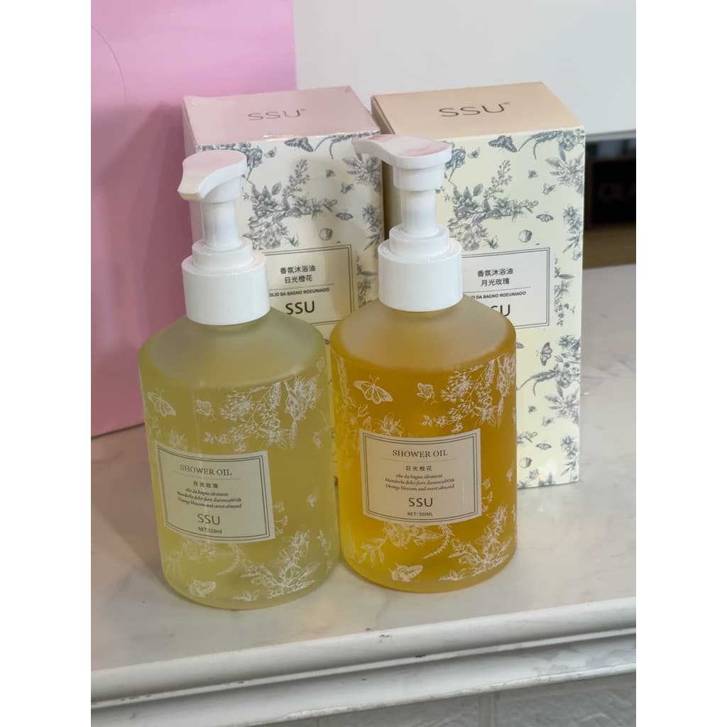 Óleo de banho hidratante com fragrância SSU!Gel de banho longo com fragrância nutritiva de limpeza três em um 310ml