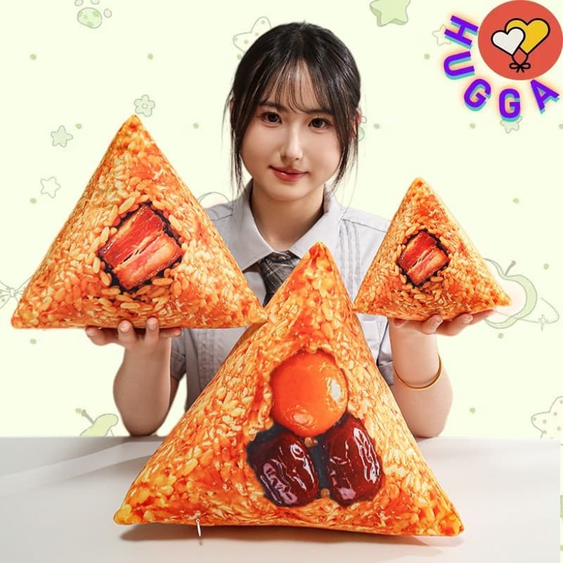 ❤ HUGGA Simulação Zongzi Travesseiro De Pelúcia Divertido Plushie Almofada De Brinquedo De Aniversário Infantil Presente