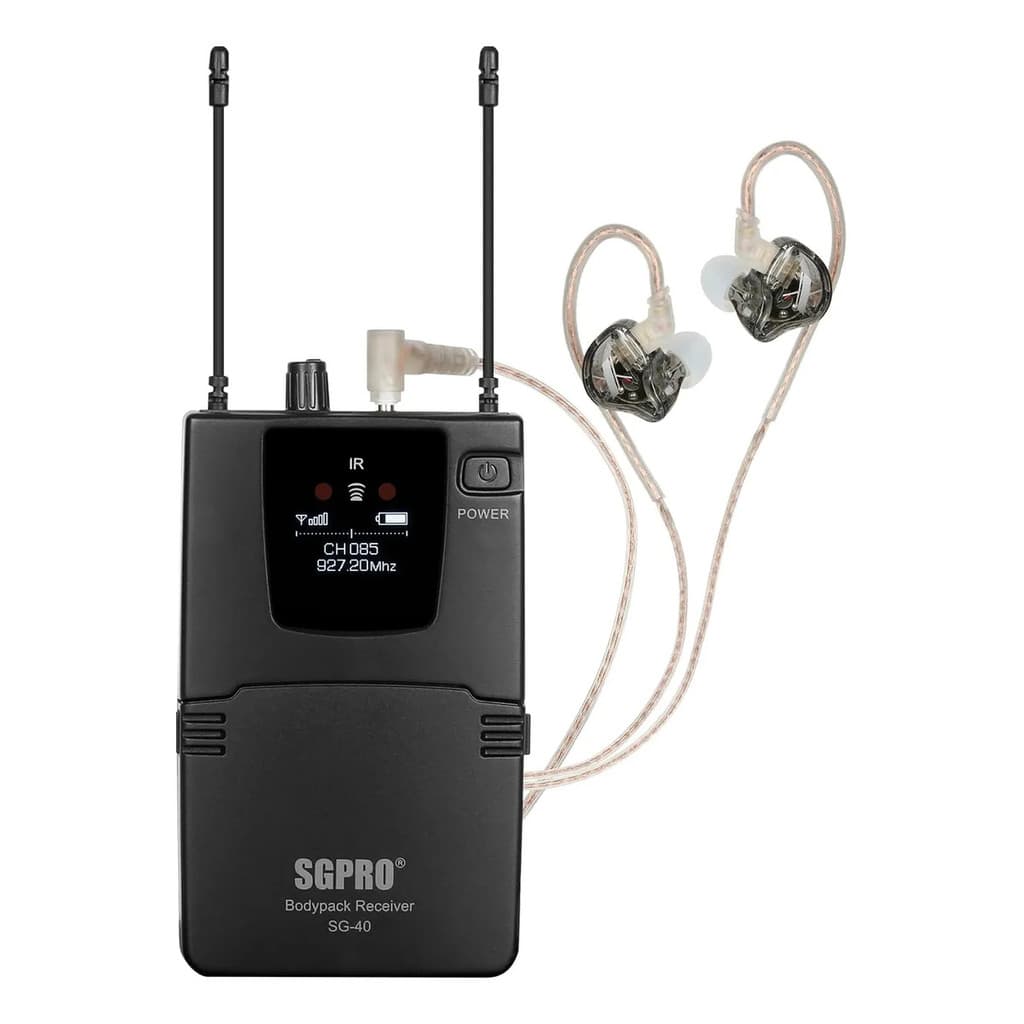 Sistema Sem Fio In Ear Monitor SG40 Receptor e Fone Retorno