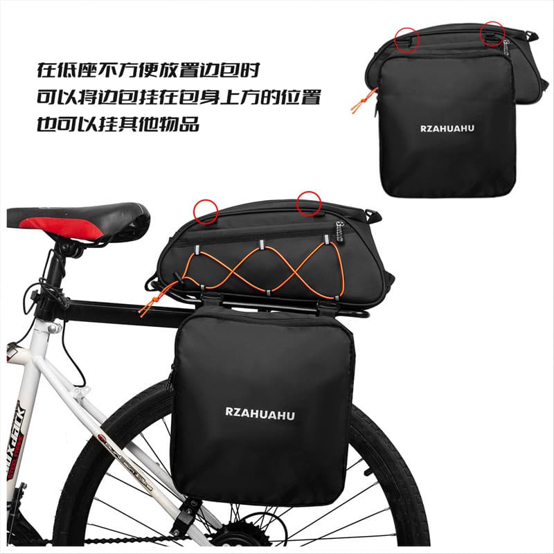 Bolsa de prateleira traseira três em um para Mountain Bike, bolsa de barriga à prova d'água, equipamento de grande capac