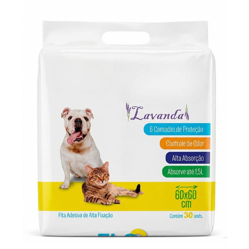 Tapete Higienico Para Caes Cachorro e Gatos Lavanda 60x60cm c/30un