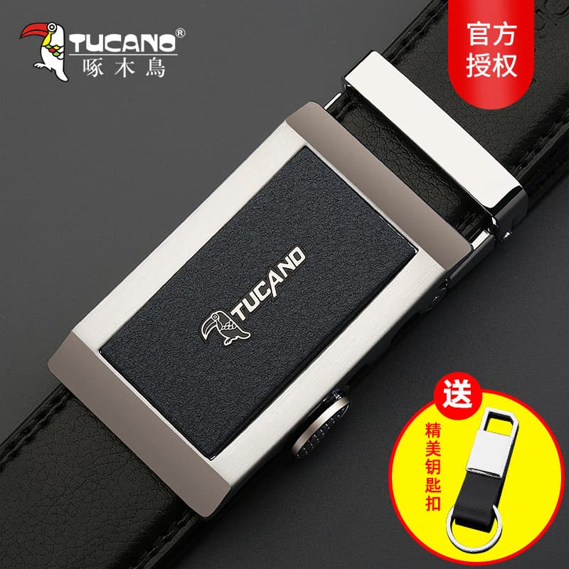 Woodpecker cinto de couro masculino fivela automática cinto moda negócios Casual All-Match juventude cinto de couro vers